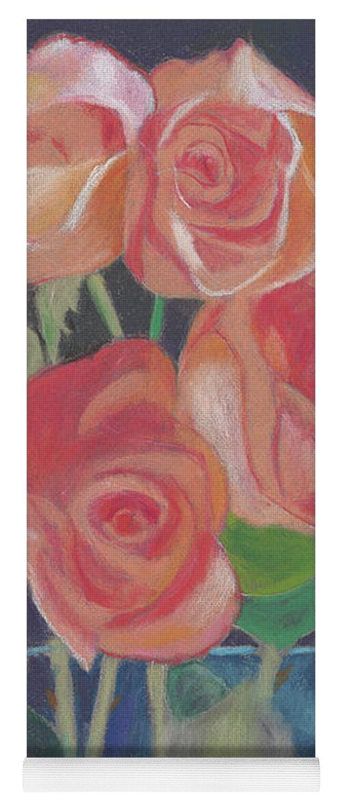 Roses Yoga Mat featuring the pastel Peachy Glow by Arlene Crafton