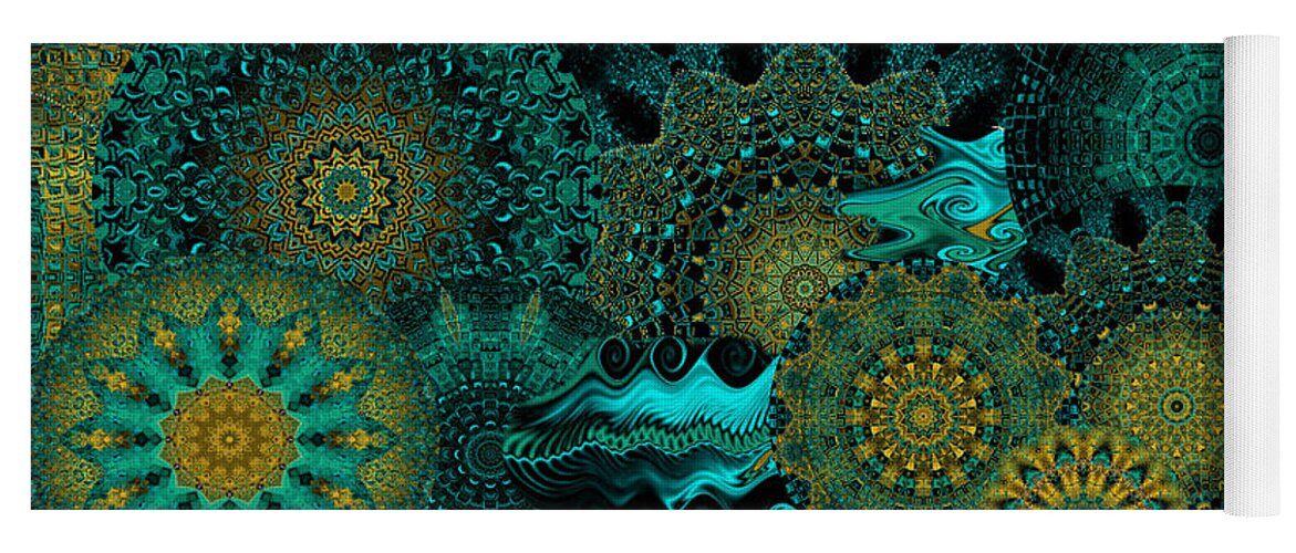 Kaleidoscope Yoga Mat featuring the digital art Peacock Fantasia by Charmaine Zoe