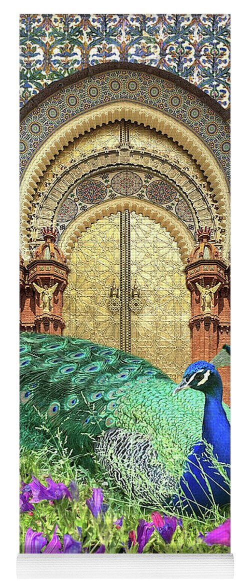 Peacock Yoga Mat featuring the digital art Peacock Gate by Lucy Arnold