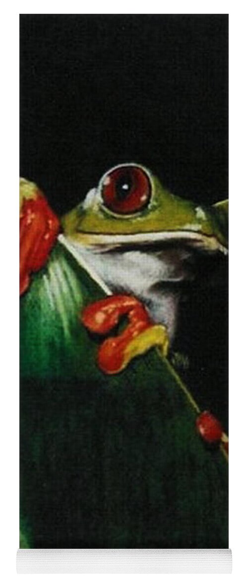 Frog Yoga Mat featuring the drawing Peek-A-Boo by Barbara Keith