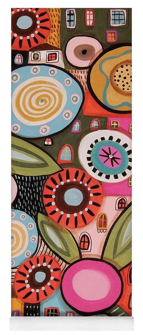 City Houses Yoga Mat featuring the painting Peeping Houses 1 by Karla Gerard