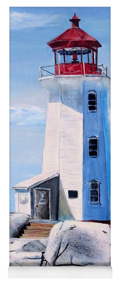 Peggy's Cove Yoga Mat featuring the painting Peggy's Cove Lighthouse by Marilyn McNish