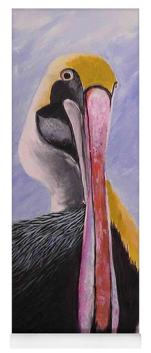 Pelican Yoga Mat featuring the painting Pelican Head by Anne Marie Brown