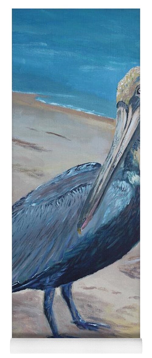 Pelican Yoga Mat featuring the painting Pelican by Mike Jenkins
