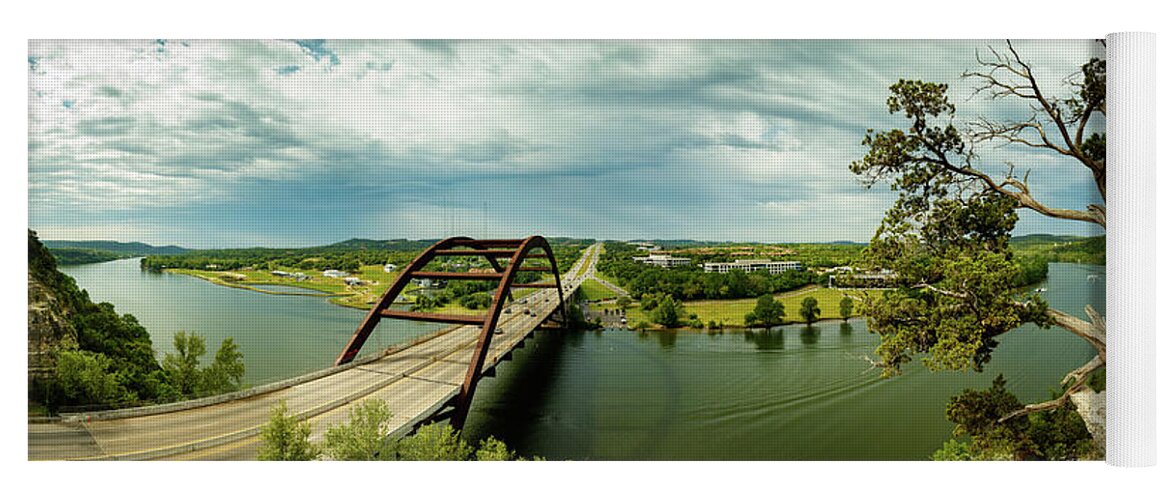 360 Bridge Yoga Mat featuring the photograph Pennybacker Bridge Austin I by Raul Rodriguez