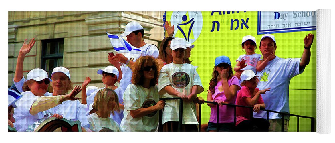 Jewish Yoga Mat featuring the photograph People Celebrating Israel Day NY by Chuck Kuhn
