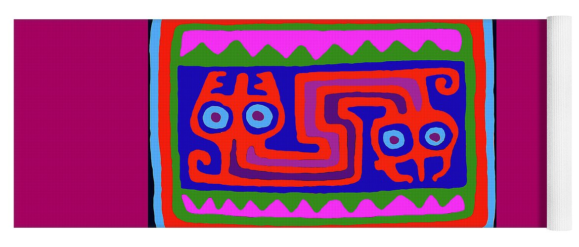 Inca Folk Art Yoga Mat featuring the digital art Peruvian Inca Serpent by Vagabond Folk Art - Virginia Vivier
