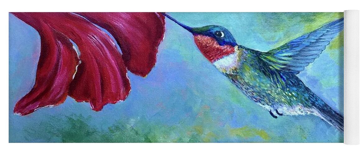 Hummingbird Yoga Mat featuring the painting Petal Pusher by Jane Ricker