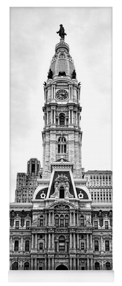 Philadelphia Yoga Mat featuring the photograph Philadelphia City Hall Building on Broad Street by Olivier Le Queinec