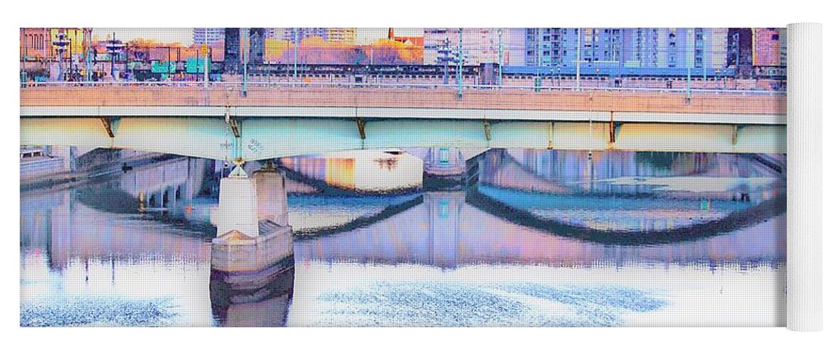 I Went For A Early Morning Walk And Came Across This Scene In Philadelphia. I Liked The Colors And Reflections Off The Water. This Is Another Version Of The Scene. Yoga Mat featuring the photograph Philadelphia Scene1 by Merle Grenz