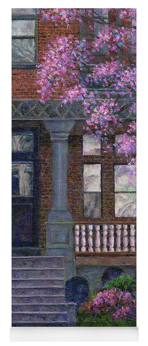 Philadelphia Yoga Mat featuring the painting Philadelphia Street in Spring by Susan Savad