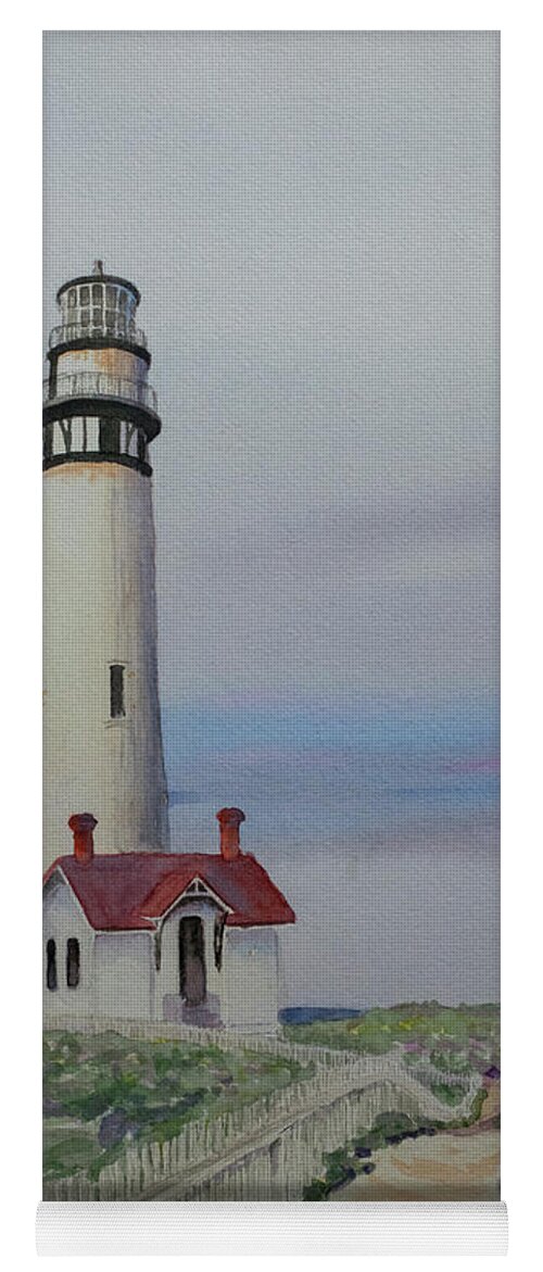 Lighthouse Yoga Mat featuring the painting Pigeon Point Lighthouse by Jackie MacNair