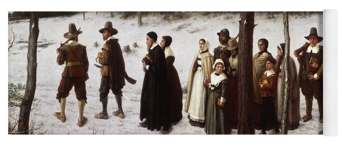 Puritan Yoga Mat featuring the painting Pilgrims Going to Church, 1867 by George Henry Boughton