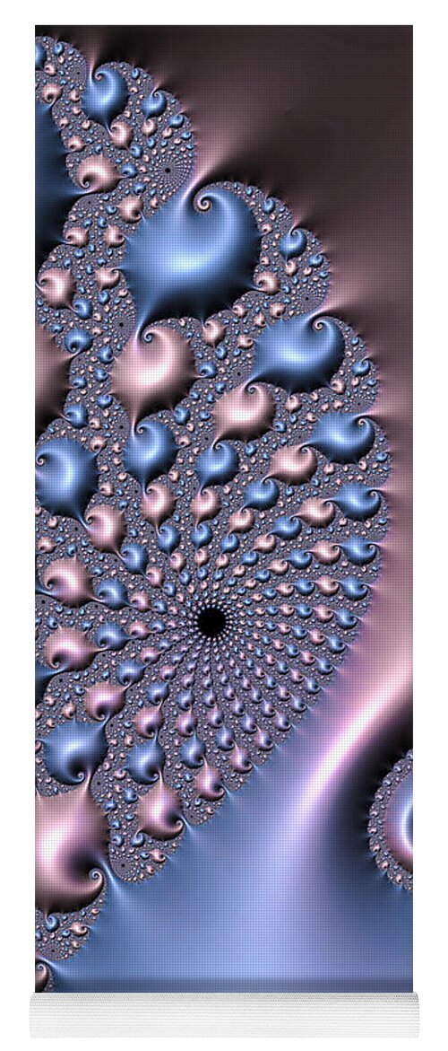 Pink Yoga Mat featuring the digital art Pink and blue fractal spirals by Matthias Hauser