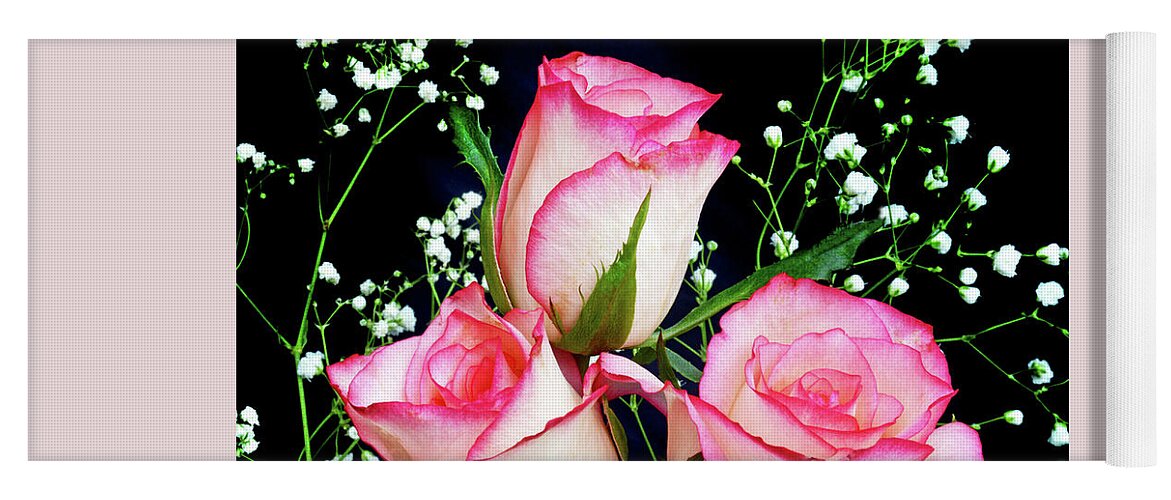 Roses Yoga Mat featuring the photograph Pink And White Roses by Terence Davis
