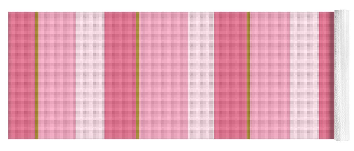 Pink Yoga Mat featuring the mixed media Pink Stripe Pattern by Christina Rollo