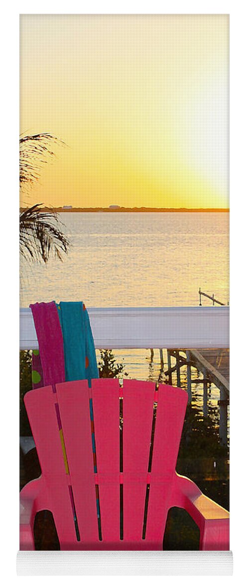Florida Keys Yoga Mat featuring the photograph Pink Chair in the Keys by Susan Vineyard