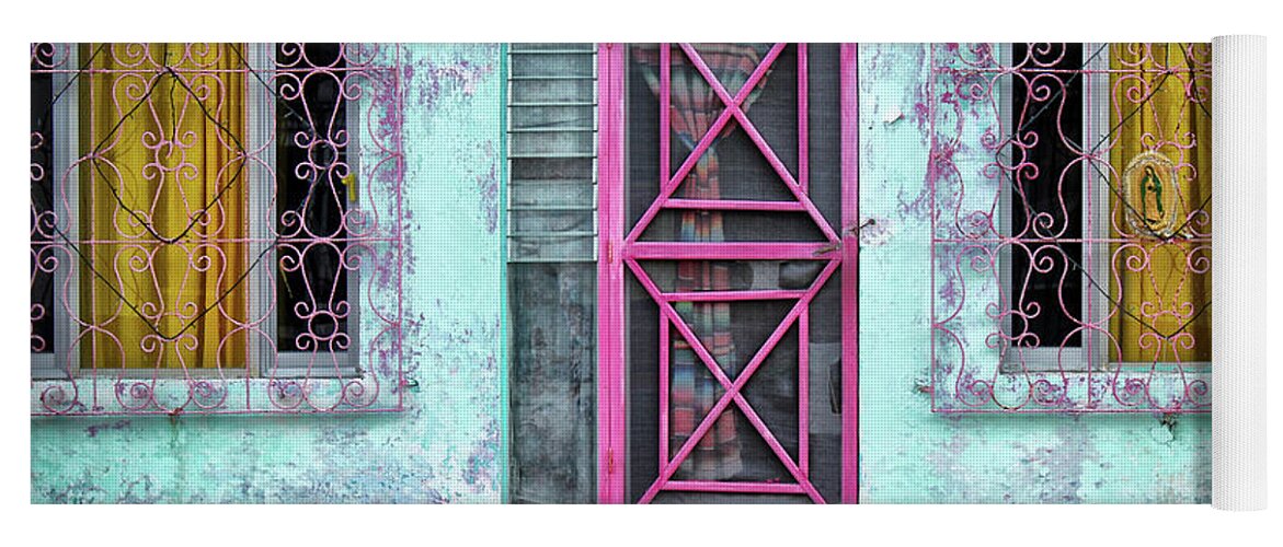 Isla Mujeres Yoga Mat featuring the photograph Pink Doors by Becqi Sherman