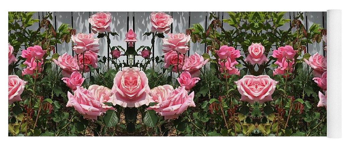 Pink Yoga Mat featuring the photograph Pink Roses by Nora Boghossian