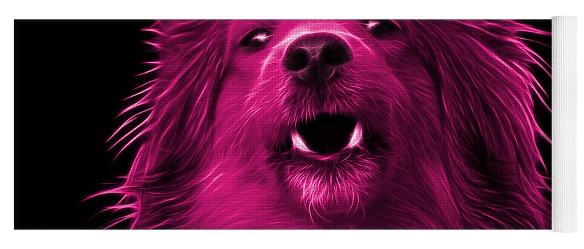 Sheltie Yoga Mat featuring the painting Pink Sheltie Dog Art 0207 - BB by James Ahn