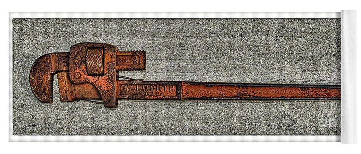 Pipe Wrench Yoga Mat featuring the photograph Pipe Wrench Made In U S A by Olga Hamilton