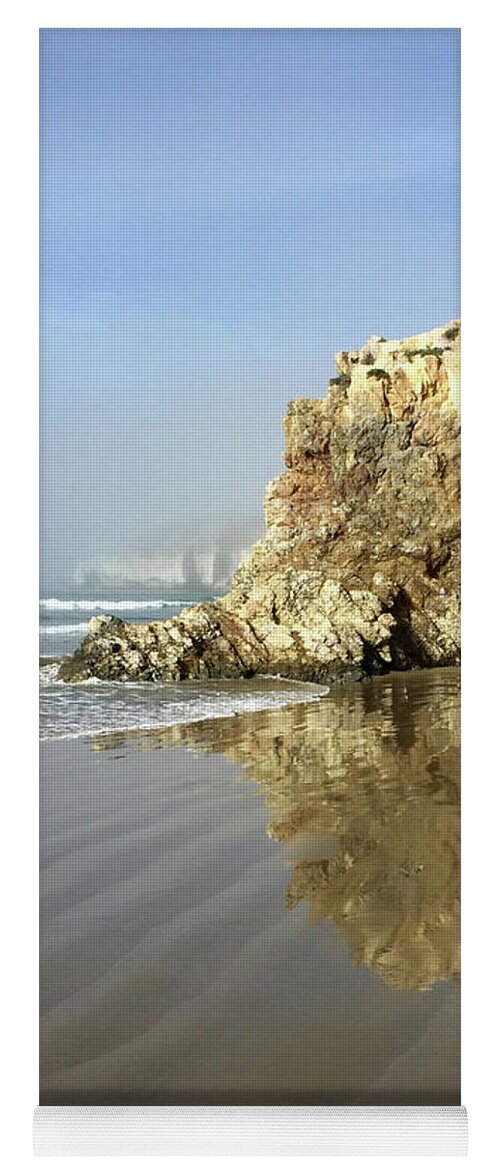 Beaches Yoga Mat featuring the photograph Pismo Sea Stack Reflection by Art Block Collections