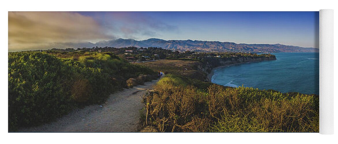 Beach Yoga Mat featuring the photograph Point Dume Sunset Panorama by Andy Konieczny