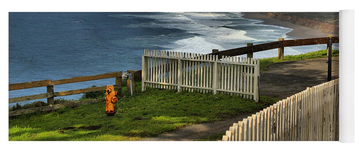 Point Reyes Yoga Mat featuring the photograph Point Reyes Wooden Fences by Adam Jewell
