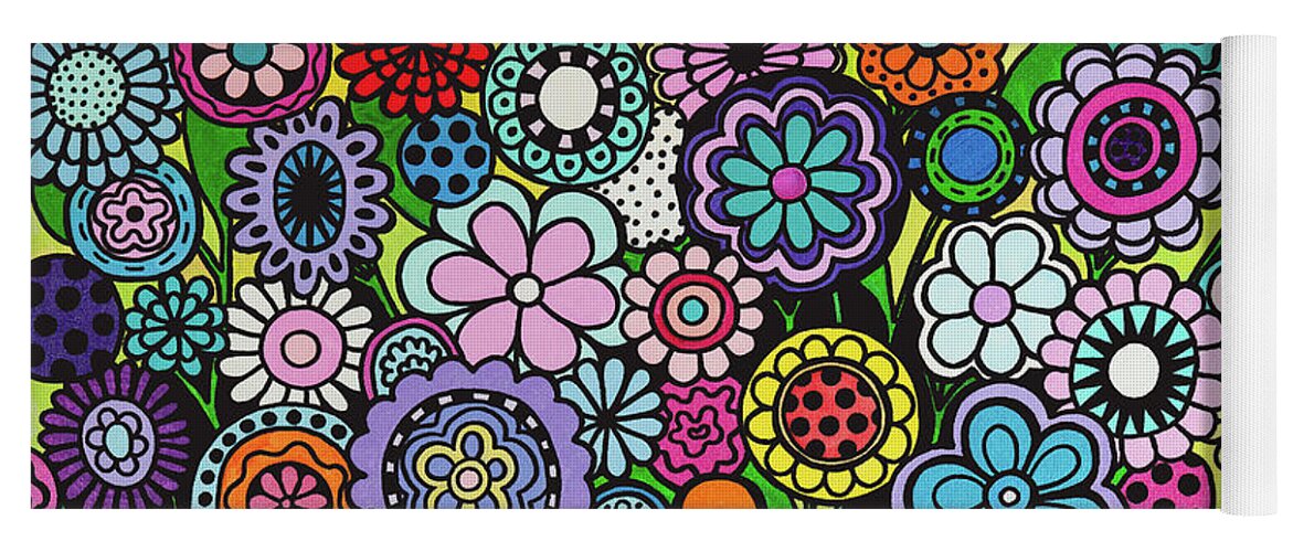 Flowers Yoga Mat featuring the painting Polka Dot Garden by Beth Ann Scott