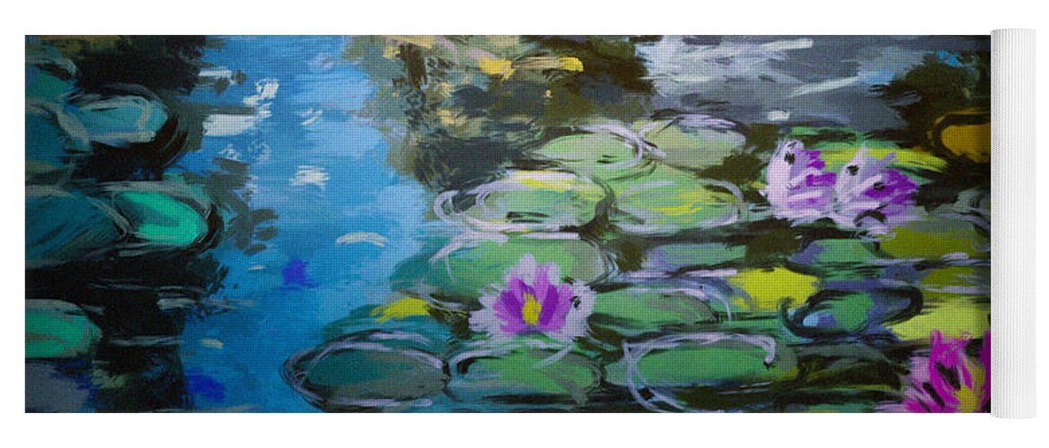 Pond Yoga Mat featuring the painting Pond In Monet Garden by Vit Nasonov