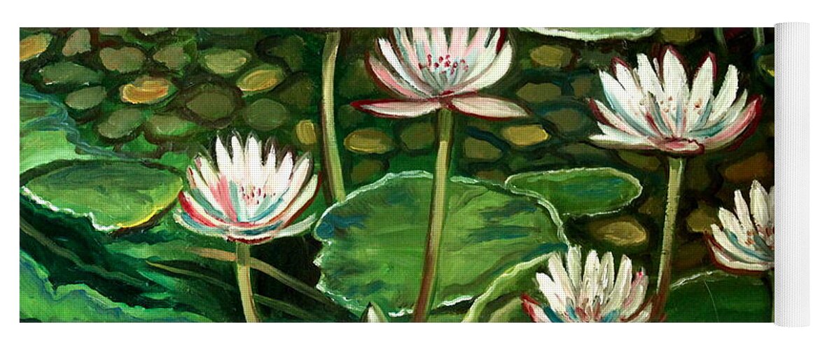 Water Yoga Mat featuring the painting Pond of Petals by Elizabeth Robinette Tyndall