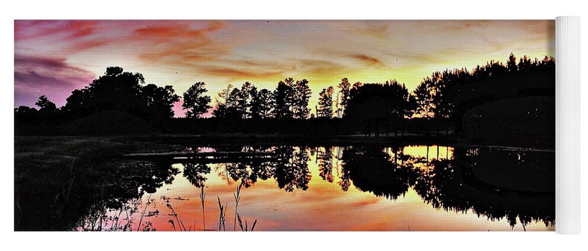 Sunset Yoga Mat featuring the photograph Pond Sunset by Jerry Connally