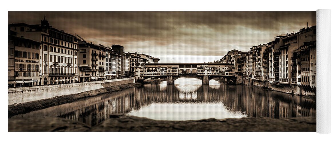 Arno Yoga Mat featuring the photograph Ponte Vecchio in Sepia by Sonny Marcyan