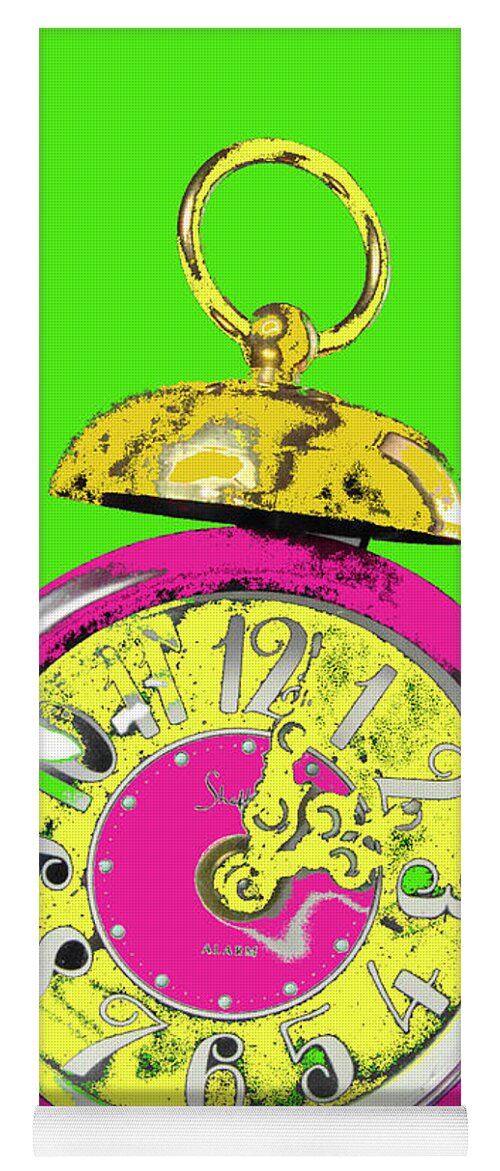 Pop Art Yoga Mat featuring the mixed media Pop Art Alarm Clock by Stacie Siemsen