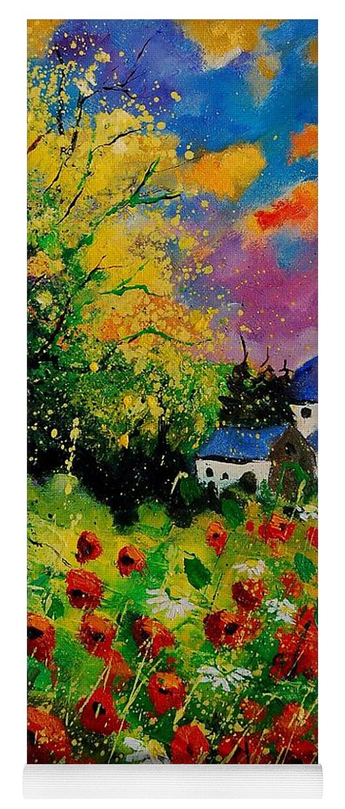 Landscape Yoga Mat featuring the painting Poppies and daisies 560110 by Pol Ledent