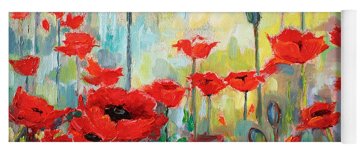 Floral Yoga Mat featuring the painting Poppies in Bloom by Jennifer Beaudet