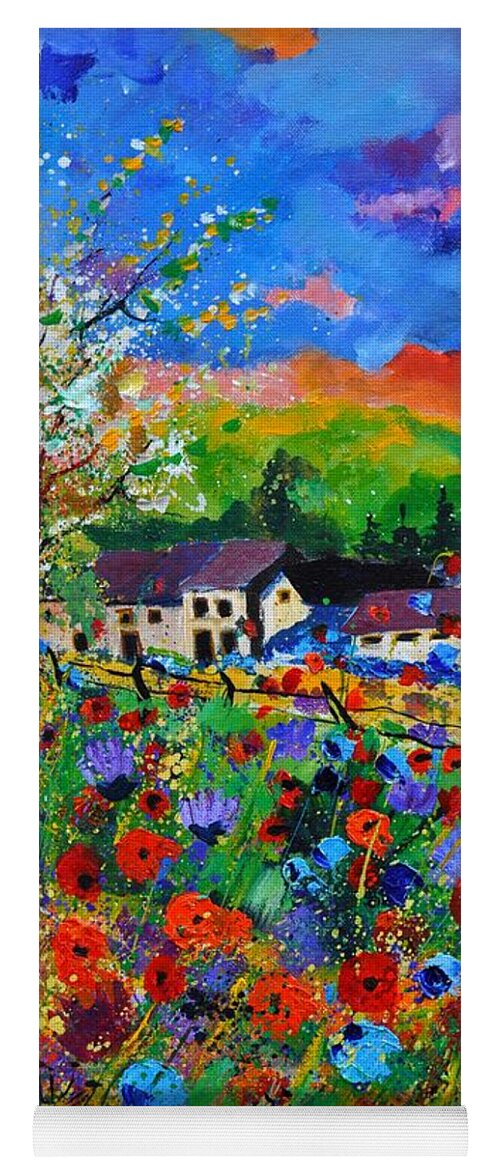 Poppies Yoga Mat featuring the painting Poppies in Sorinnes by Pol Ledent
