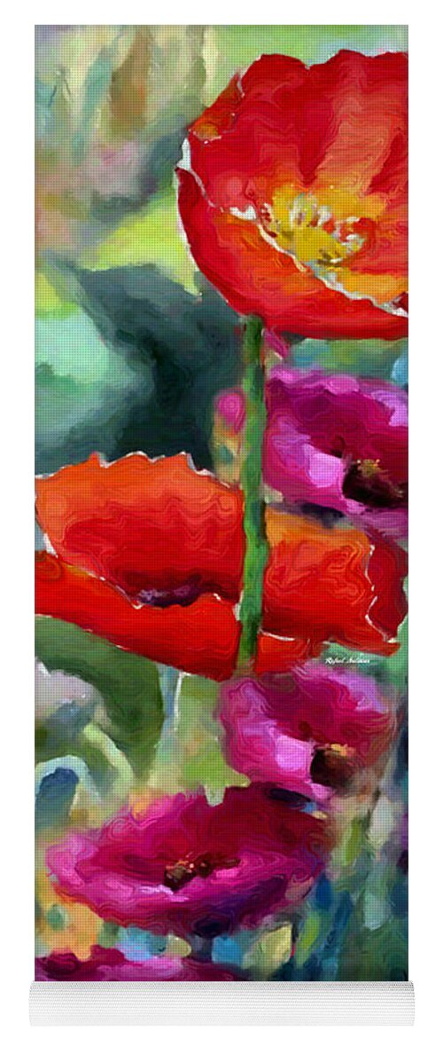 Rafael Salazar Yoga Mat featuring the painting Poppies in watercolor by Rafael Salazar