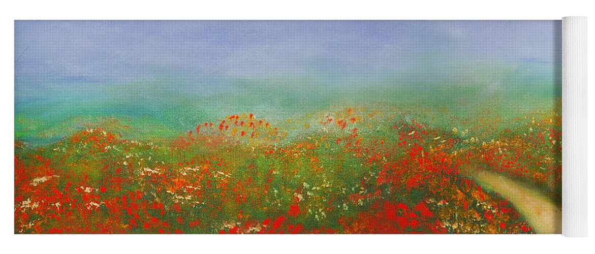 Impressionism Yoga Mat featuring the painting Poppy Field Impressions by Georgiana Romanovna