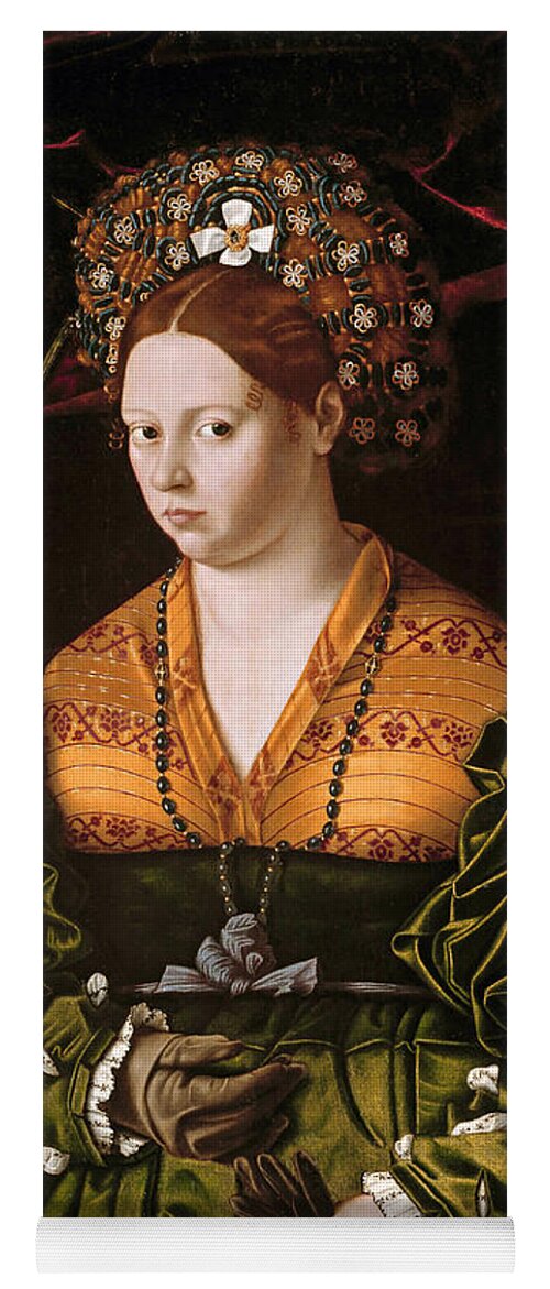 Bartolomeo Veneto Yoga Mat featuring the painting Portrait of a Lady by Bartolomeo Veneto