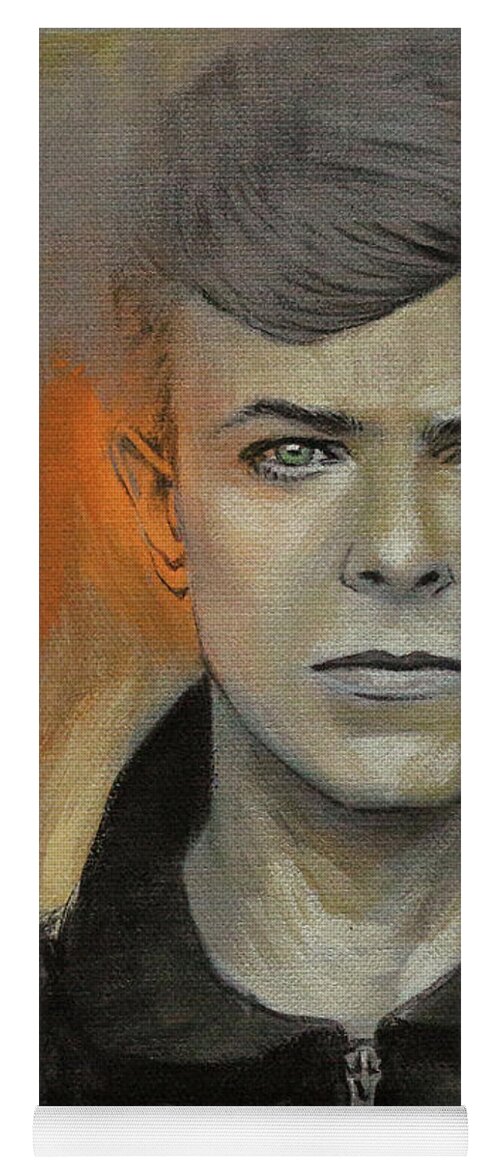 David Yoga Mat featuring the painting Portrait of David Bowie by Art Popop
