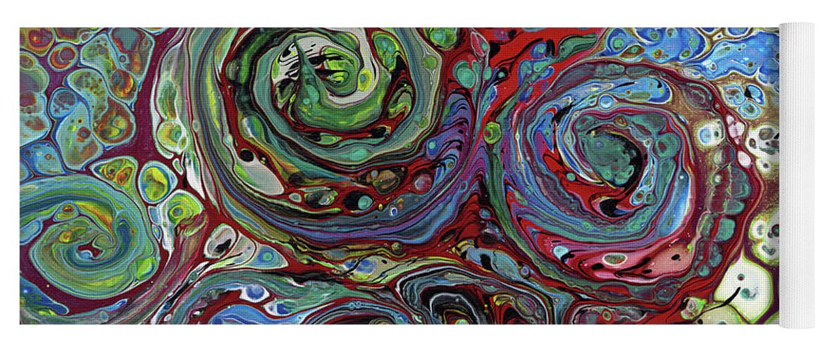 Acrylic Pour Yoga Mat featuring the mixed media Pour Storm by David Bader