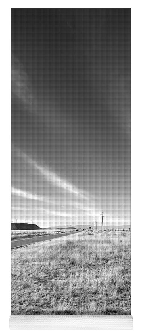 Black And White Yoga Mat featuring the photograph Power Poles To Windmills by Brad Hodges