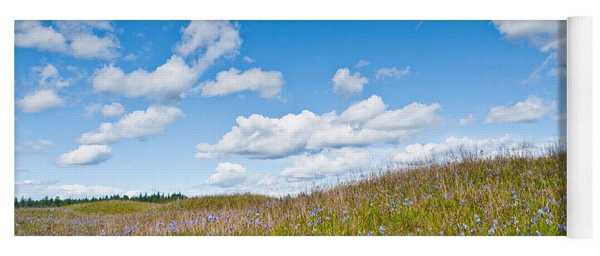 Beauty In Nature Yoga Mat featuring the photograph Prairie in Bloom Under Blue Sky by Jeff Goulden