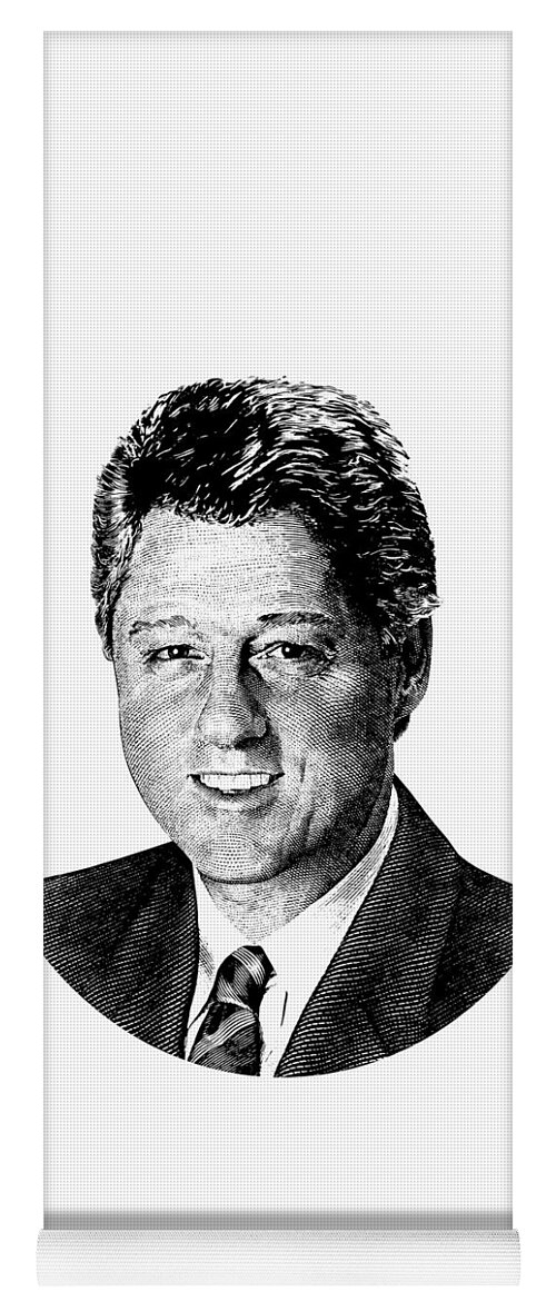 Bill Clinton Yoga Mat featuring the digital art President Bill Clinton Graphic - Black and White by War Is Hell Store