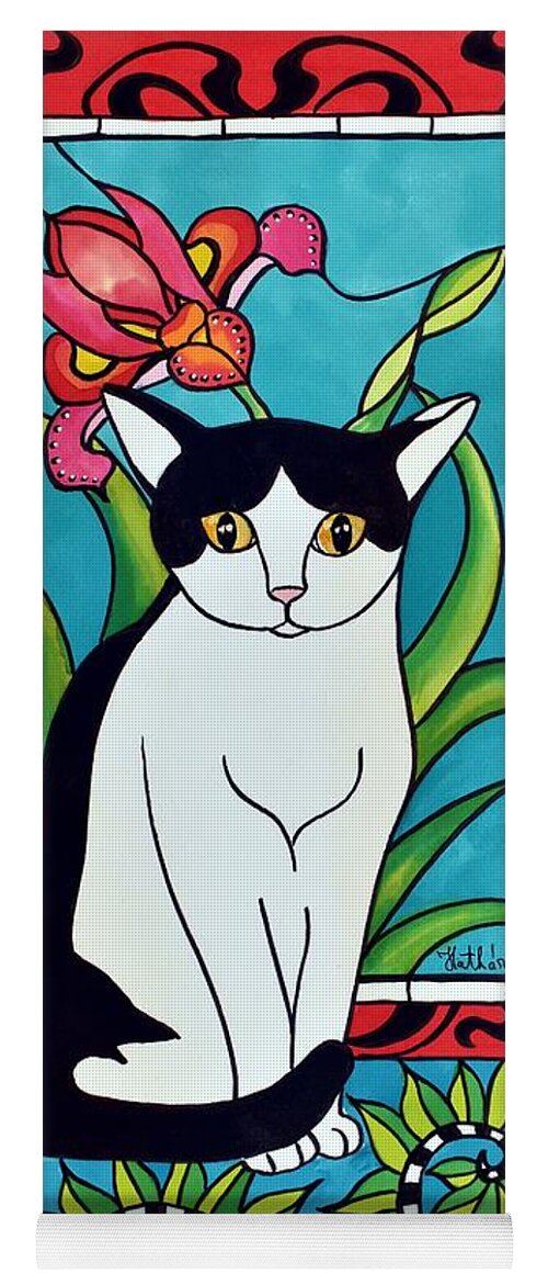 Pretty Me In Tuxedo Yoga Mat featuring the painting Pretty Me In Tuxedo by Dora Hathazi Mendes