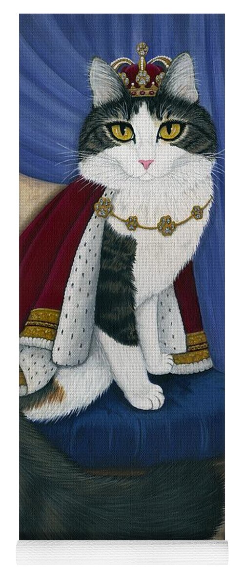 Two Legged Cat Yoga Mat featuring the painting Prince Anakin The Two Legged Cat - Regal Royal Cat by Carrie Hawks