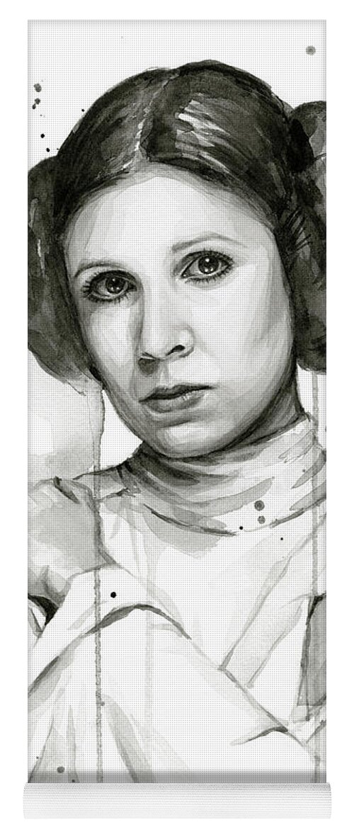 Leia Yoga Mat featuring the painting Princess Leia Portrait Carrie Fisher Art by Olga Shvartsur