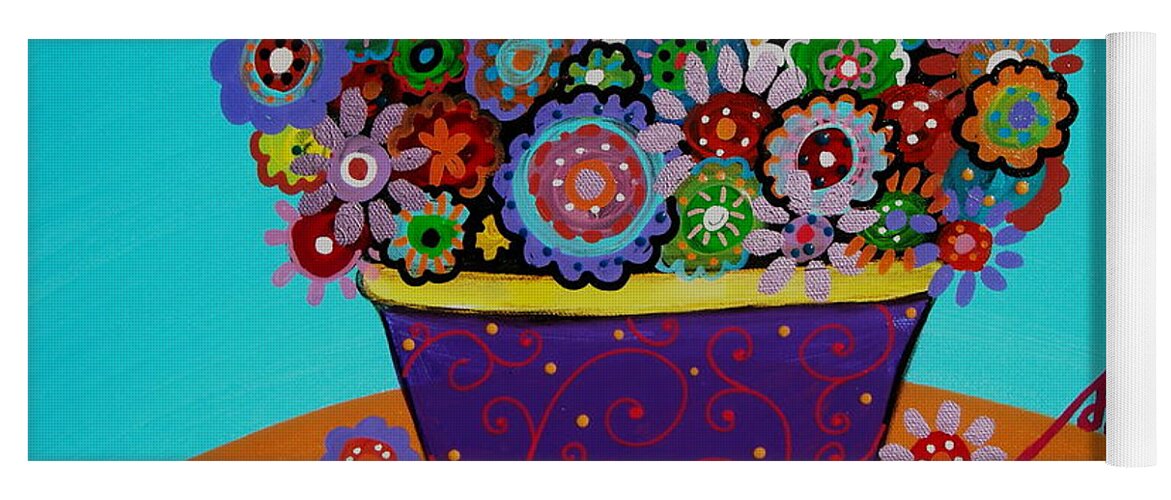 Blooms Yoga Mat featuring the painting Pristine Flowers by Pristine Cartera Turkus