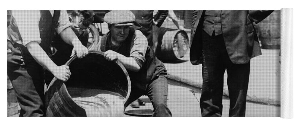 Government Yoga Mat featuring the photograph Prohibition Agents Dump Liquor Into Sewar by Science Source